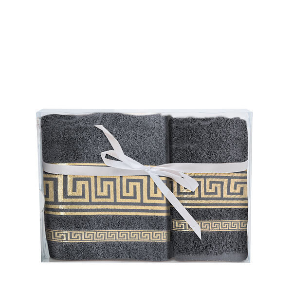 Набор полотенец махр гл/кр Эллада 1-50х90 1-70х140 кварц в кор с лентой