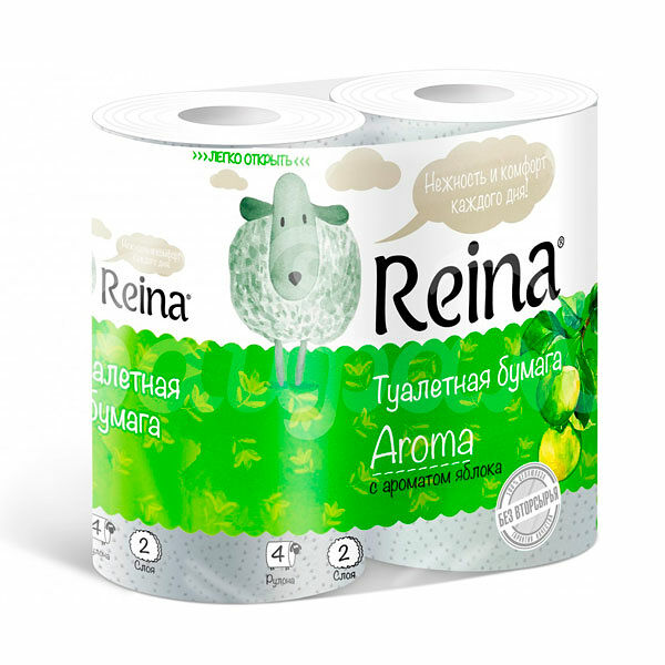 Бумага туалетная Reina Aroma 2сл 4шт Аромат яблока