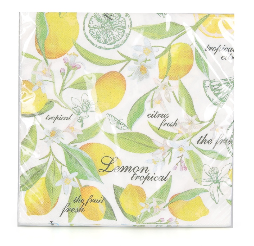 

Салфетки одноразовые Азбука Вкуса Лимон 33х33 см, 3 слоя, 20 шт в упаковке