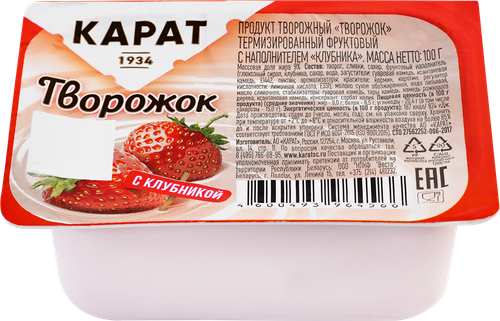 

Творожок Карат сливочный клубника 9% 100 г