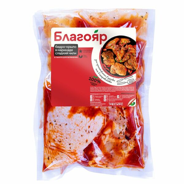 Бедро-крыло ЦБ Благояр в маринаде Сладкий Чили пакет для запекания охлажденный вес