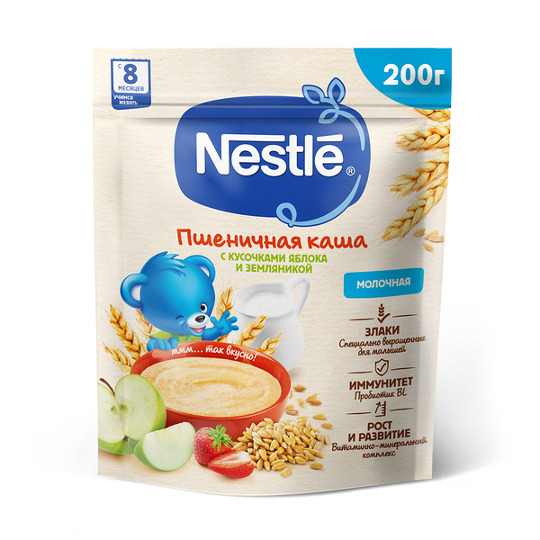 Каша молочная Nestle с кус ябл и земл сад с 8 мес 200г ДП Nestle