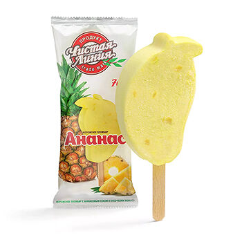 Мороженое пломбир Чистая Линия Эскимо с ананасовым соком и кусочками ананаса 70г, Россия