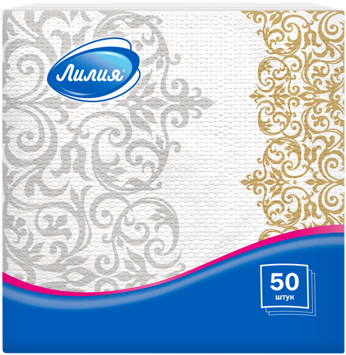 

Салфетки бумажные Лилия 24х24 см с рисунком, 1 слой, 50 листов, в ассортименте