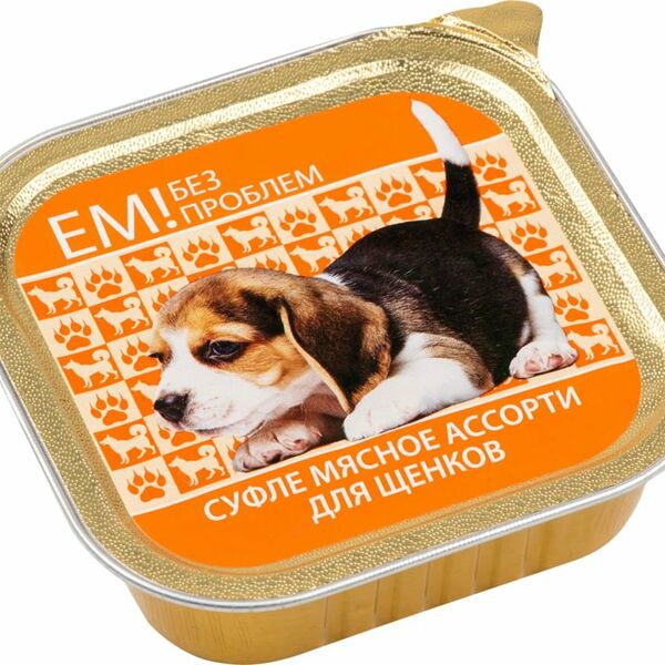 Корм для щенков Мясное суфле  Ем без проблем ассорти