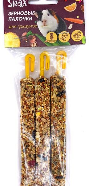Snax Зерновые палочки для грызунов ассорти (овощи, тропические фрукты, орех) 3 шт.