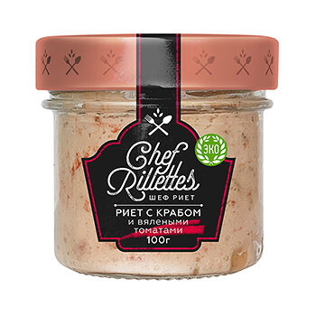 Риет Путина из икры трески с крабом камчатским и вялеными томатами