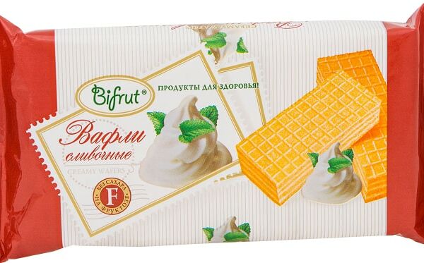 Вафли Bifrut Сливочные на фруктозе 100г