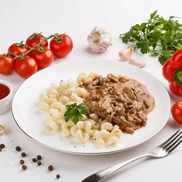 ПалычЛанч Печень по-строгановски с отварными макаронами 250 г