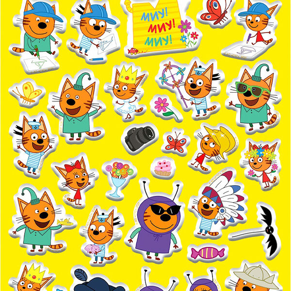 Наклейки Приор Групп Три кота объемные 11x20 см