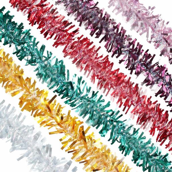 Сноу бум мишура с декором, 200x9см, пвх, 6 цветов в ассортименте