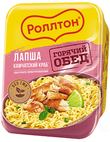 Лапша б/п Роллтон со вкусом Камчатского краба, 90г лоток