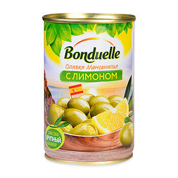 Оливки без косточки Bonduelle, с лимоном, 300 г