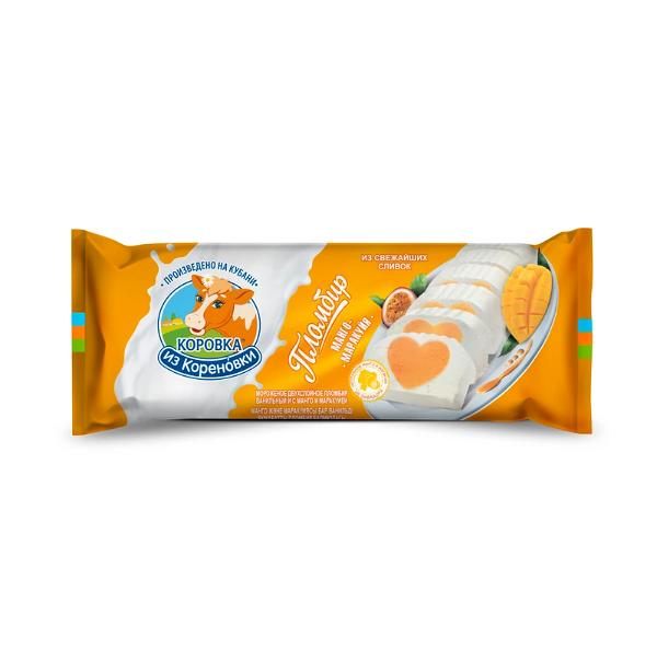 Мороженое пломбир ванильный - манго и маракуйя ТМ Коровка из Кореновки