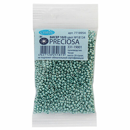 (18134) 331-19001-10/0 Бисер solgel металлик 10/0, круг.отв., 20гр Preciosa,упак