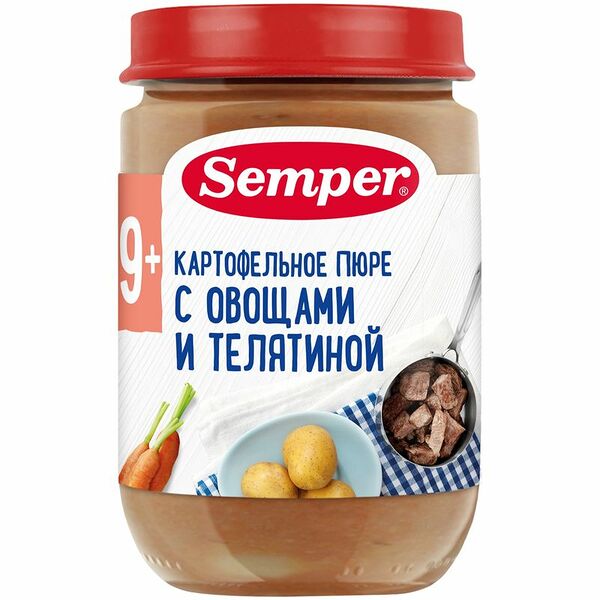 Пюре картофельное Semper с овощами и телятиной