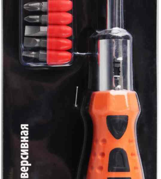 Отвертка реверсивная Sparta с комплектом битов, 1+9 шт.