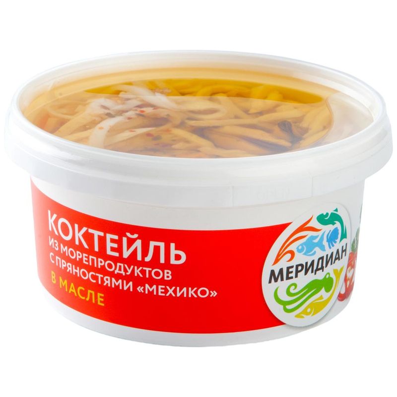 

Коктейль из морепродуктов Меридиан Мехико в масле с пряностями 430 г