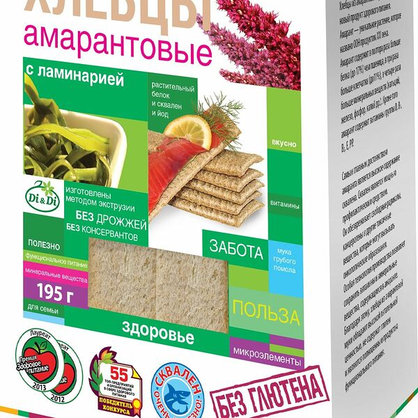 Хлебцы амарантовые с ламинарией Di&Di, 195 г