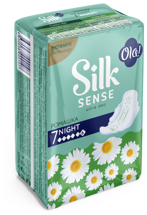

Прокладки гигиенические Ola Silk Sense ромашка ночные 7 шт