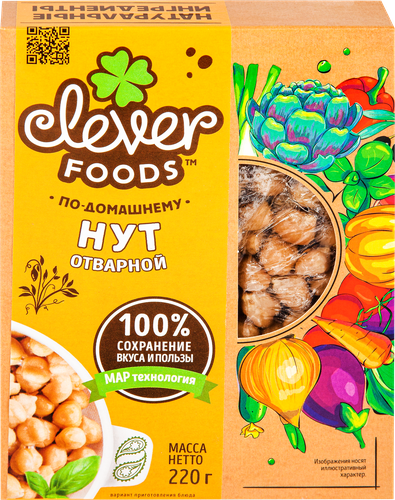 

Нут Clever Foods отварной 220 г