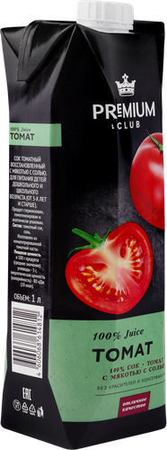 

Сок Premium Club Томатный с мякотью с солью восстановленный 1 л