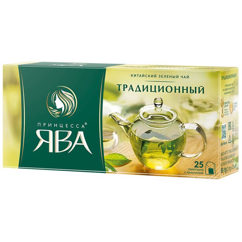 

Чай зеленый Принцесса Ява Традиционный в пакетиках 25 шт 50 г