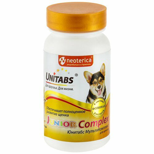 Витамины для щенков ЭКОПРОМ Unitabs JuniorComplex с B9, в таблетках, 100шт