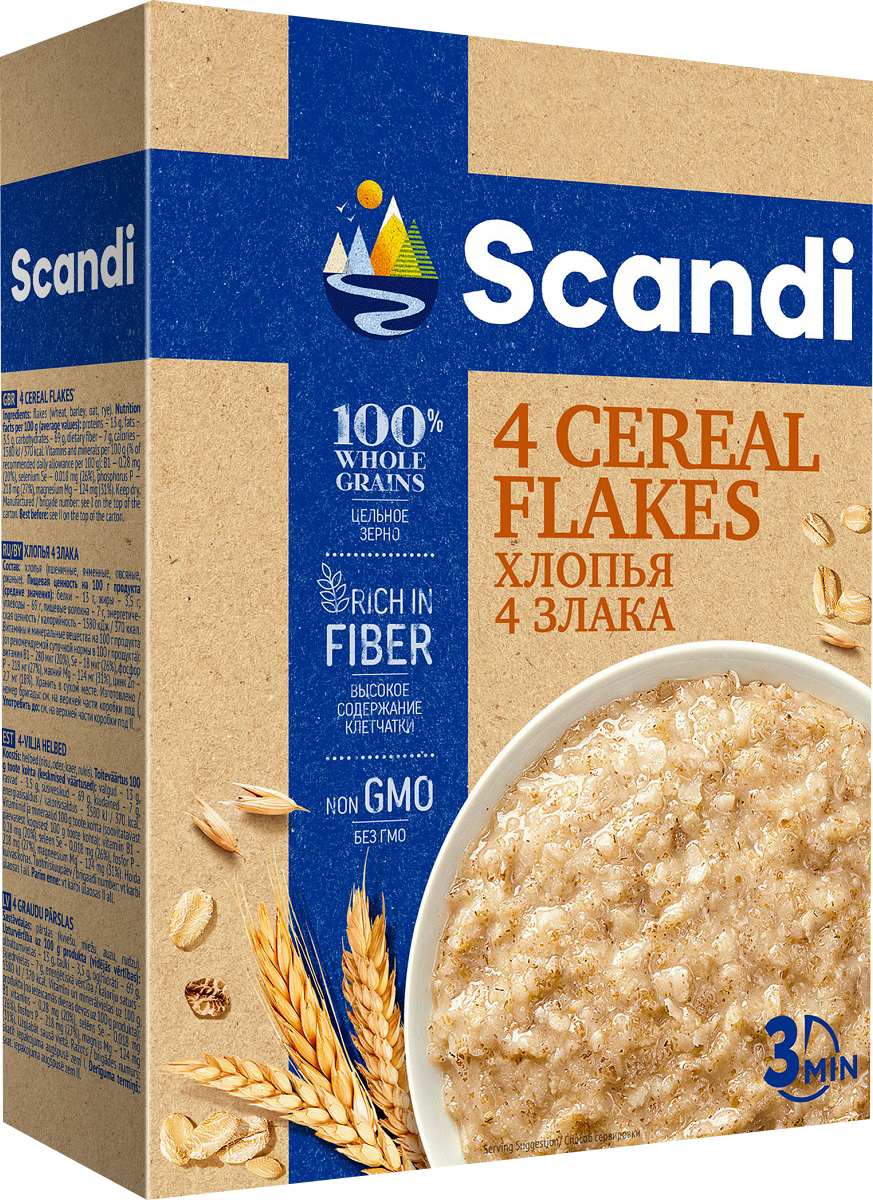 

Хлопья Scandi 4 злака к/уп