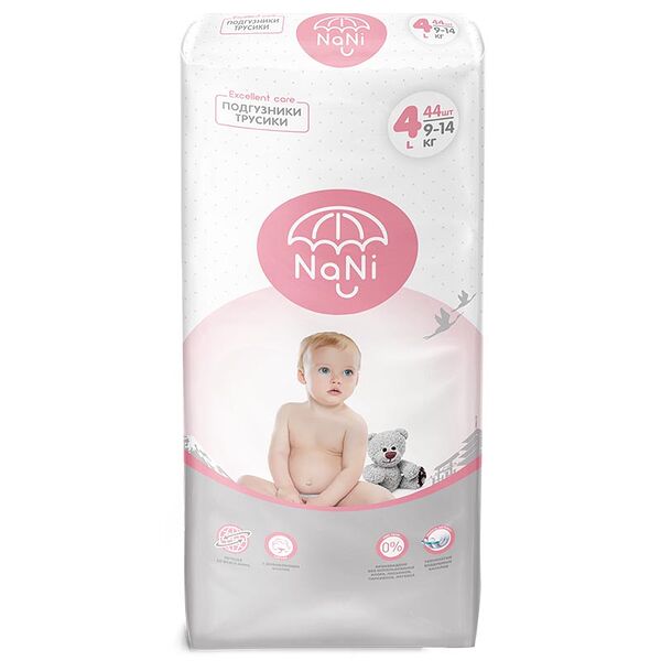 Подгузники-трусики NaNi L (9-14 кг), 44 шт.