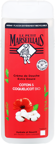Гель для душа LE PETIT MARSEILLAIS Хлопок и мак био, 400мл