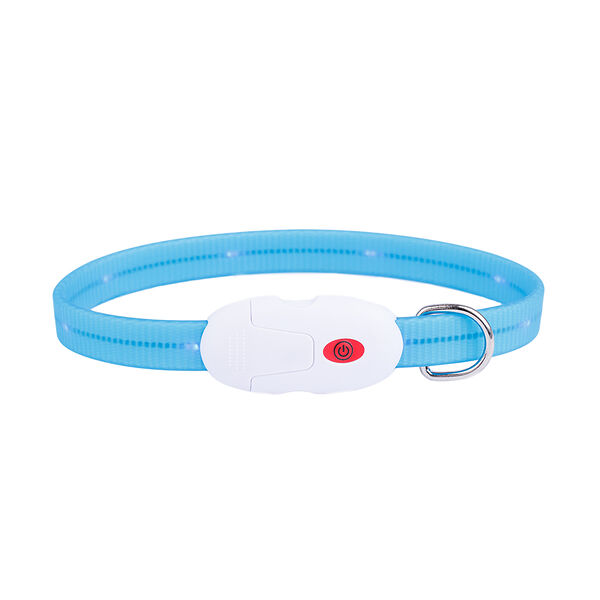 Ошейник для собак средних пород светящийся силикон голубой/зеленый 40 см