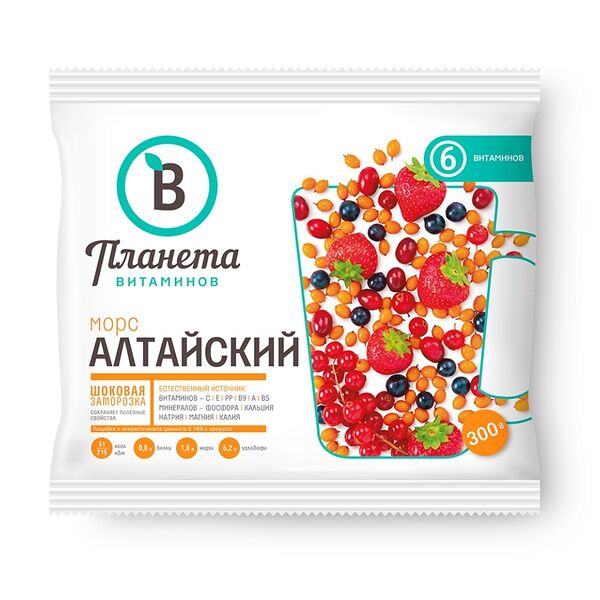 Смесь из ягод Планета Витаминов Морс Алтайский замороженная 300 г