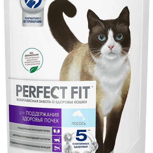 Сухой полнорационный корм PERFECT FIT™ «Здоровье почек» для взрослых кошек с лососем, 650г