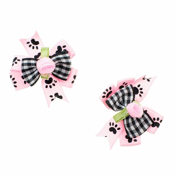 Бантик розовый с лапками 2шт
