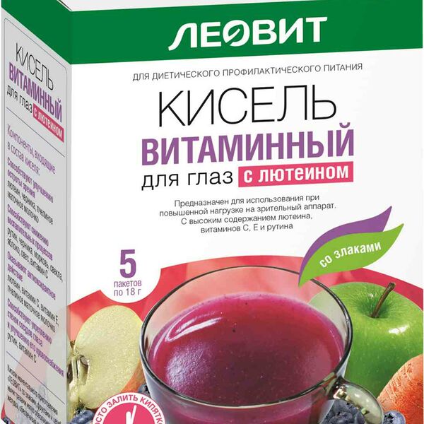 Кисель витаминный Леовит для глаз с лютеином со злаками 5 шт × 18 г