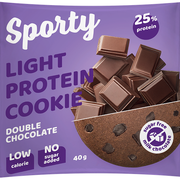 Печенье протеиновое SPORTY Protein Light Двойной шоколад, 40г
