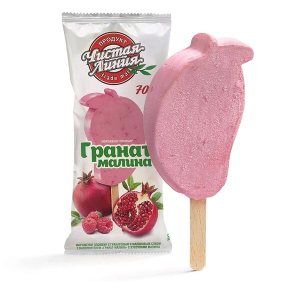 Мороженое пломбир Чистая Линия Эскимо Гранат-Малина, 70г