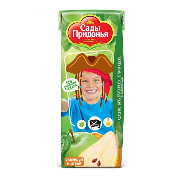 Сок Сады Придонья Яблоко-Груша с мякотью, 200 мл
