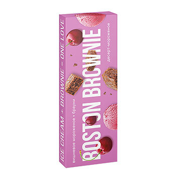 Десерт - мороженное Boston Brownie Брауни с вишней и бисквитом 70г, Россия