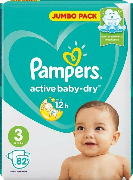 Подгузники Pampers Active Baby-Dry 3, 82 шт.