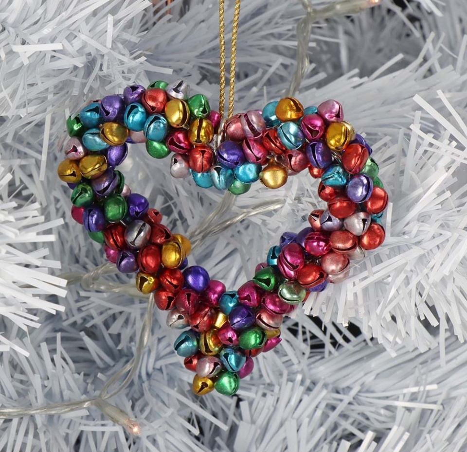 

Игрушка для елки Kersten «Коллекция Праздник» Сердце из колокольчиков разноцветное 9см, металлическая, Нидерланды