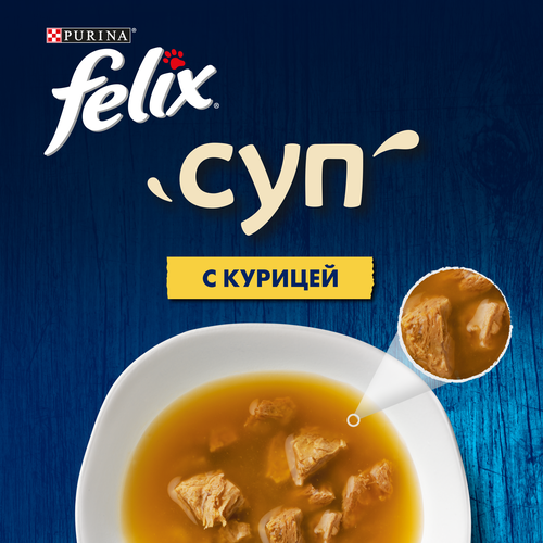 

Влажный корм Felix Суп для взрослых кошек с курицей пауч 48 г