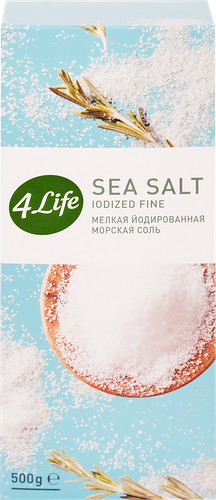 Соль морская 4 Life мелкая йодированная высший сорт помол № 0 500 г