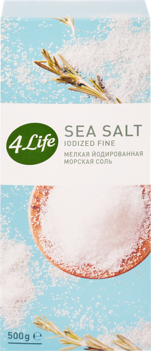

Соль морская 4 Life мелкая йодированная высший сорт помол № 0 500 г