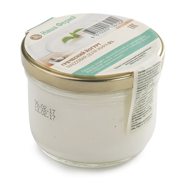 Йогурт греческий натуральный 5%, «Наша Ферма», Тверская область, БЗМЖ