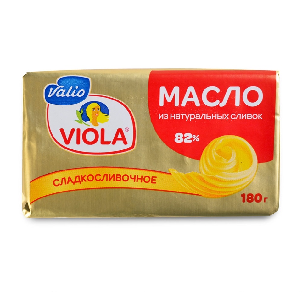 

Масло сладкосливочное Viola 82% 180г Россия, БЗМЖ