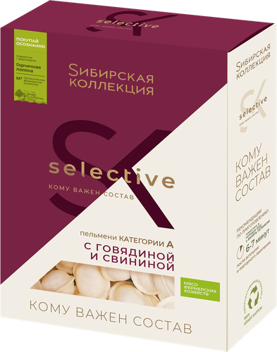 

Пельмени Сибирская коллекция Selective с говядиной и свининой 500 г