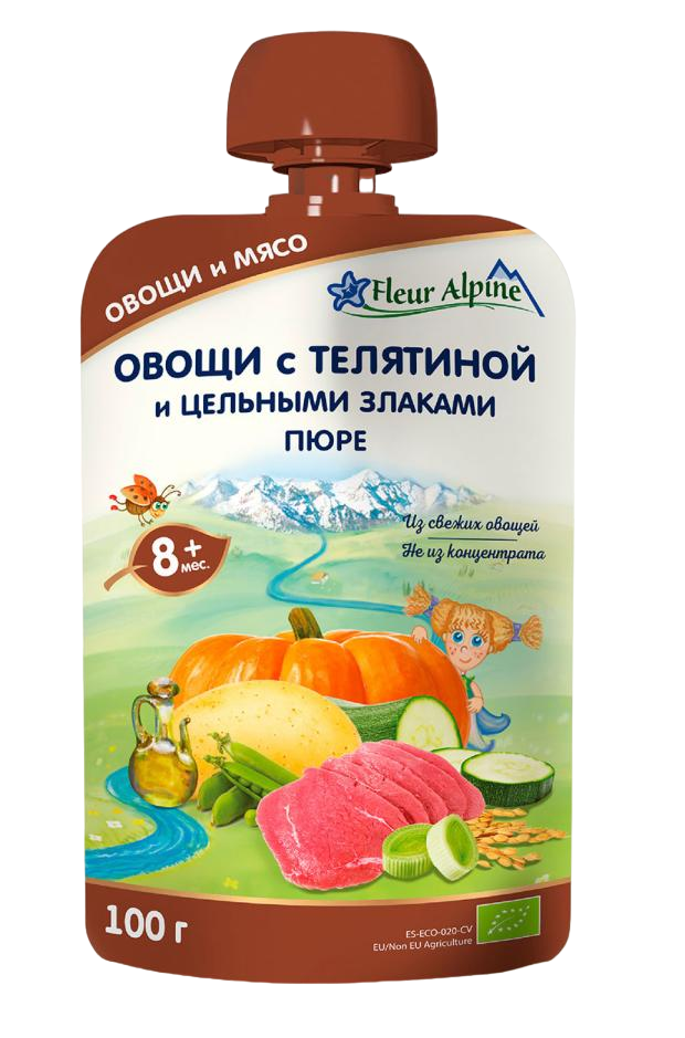 

Пюре Fleur Alpine Овощи с телятиной и цельными злаками с 8 месяцев 100 г