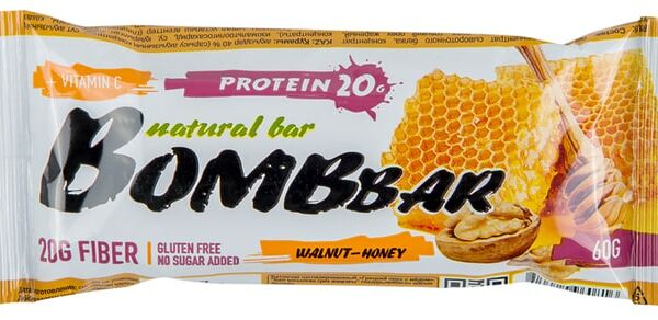 Батончик Bombbar неглазированный Грецкие орехи с медом 60г